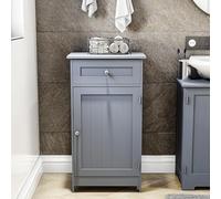 Bath Vida Armadietto da bagno indipendente con 1 anta e 1 cassetto, 100% FSC, 77 x 43 x 34 cm (altezza x larghezza x profondità) (grigio)