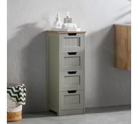 Bath Vida Priano Mobiletto da Bagno con 4 Cassetti, in Legno, Grigio, Grey Bathroom 4 Drawer Floor Cabinet