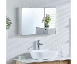 Bath Vida Tiano - Armadietto da Bagno con Triplo Specchio, Montaggio a Parete, in Acciaio Inox, Stile Moderno