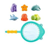 Bath Water Toys, 6 Piece Animal Set, Interactive Catching Game, Floating Fishing Net Activity, 11.02x0.98x5.71 inches, Toddler Entertainment for Boys Girls Kids Fun Use