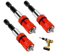 Batheidon Set di 3 Porte-Punte Magnetici per Cartongesso, porta inserti per avvitatore, Regolazione Profondità Vite, Tige Esagonale 1/4", Adatto per Avvitatori e Trapani a Batteria (Rosso)