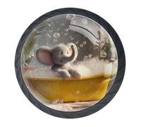 Bathing Elephant - Confezione da 4 pomelli per cassetti, pomelli e tiranti alla moda, pomelli per mobili da cucina, maniglie per armadio/armadio/armadio