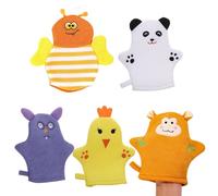 Bathing Gloves - 5 Pieces Reusable Soft Wash Mitts, Ergonomic Non-Slip Gentle Tool, Comfortable Skin Care for Baby Toddler Adult, Bathroom Body Care, Home Indoor Use, 9.45x8.66 inches