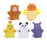 Bathing Gloves - 5 Pieces Reusable Soft Washcloths for Baby and Adult | Ergonomic Non-Slip Gentle Body Cleaning Tool, Toddler-Friendly Bathroom Accessory for Home Shower Spa Use, 200g Multicolor