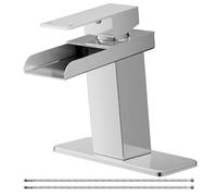 BATHLAVISH Rubinetto del bagno Cromato Cascata Singola Maniglia Un Foro Vanity Sink Moderno Miscelatore Rubinetto Commerciale Deck Mount Lavabo