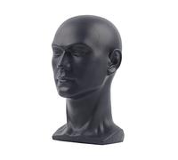 Bathrena Manichino in plastica, manichino in PVC, maschio, supporto per parrucche, supporto per cuffie, cappelli, parrucche, gioielli, nero opaco