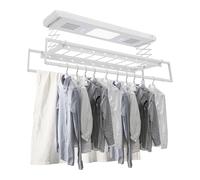 Bathrena Stendibiancheria elettrica da parete e soffitto con ventilatore e telecomando, 130-215 cm, allungabile, portata 35 kg, asciugabiancheria per balconi di casa, bagno (bianco)