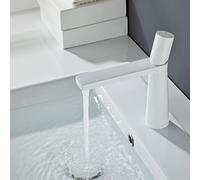 Bathroom Basin Mixer Taps 1 Hole Single Handle Vanity Tap, Brass Mixer Tap Bathroom Sink,White