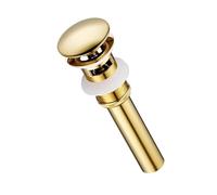 Bathroom Basin Sink Drain Stopper Kit Brass Bottle Trap Pop Up with Waste Pipe(Gold with hole)