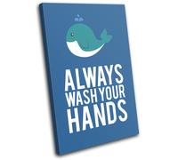 Bathroom Children Cute Whale Animals SINGLE TELA parete arte foto stampa