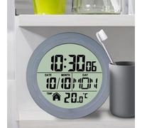 Bathroom Clock - Waterproof LCD Clocks, Suction Cup Wall Clock with 12/24 Hour Display, Temperature & Date | Punch-Free, High-Definition Digital Display for Bathroom, Kitchen, Office, SPA & Home