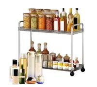 Bathroom Counter Organizer - 2-Tier Oil Bottle Stand | Easy To Clean Sink Shelf For Vanity | Space-Saving Counter Cosmetic Holder For Makeup Station Desk Dorm Closet Vanity Coffee Pantry Kitchen