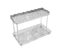 Bathroom Counter Shelf- 2-Tier Vanity Desktop Organizer, Convenient Counter Storage Shelf, Corrugated Bathroom Cosmetic Dresser Tray | Distinctive Acrylic Storage Rack For Dresser, Vanity, Tray, Sink