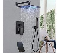 Bathroom Faucet Black Bronze Rain Shower Bath Faucet Wall Mounted Bathtub Shower Mixer Tap Bathroom Shower Faucet Shower Set(12 inch)
