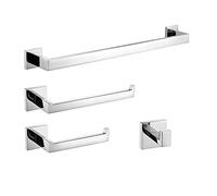 Bathroom Hardware Set Gold Brushed Towel Bar Toilet Paper Holder Towel Ring Bath Robe Hook Bathroom Accessories,Black,One Size (Silver Chrome One Size)
