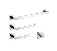 Bathroom Hardware Set Gunmetal Towel Rack Toilet Paper Holder Robe Hook Wall Mounted Towel Ring 4 Piece Black Accessories Kit.