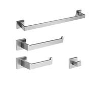 Bathroom Hardware Set Gunmetal Towel Rack Toilet Paper Holder Robe Hook Wall Mounted Towel Ring 4 Piece Black Accessories Kit.