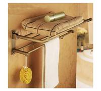 Bathroom Lavatory Towel Rack Brass Kitchen Towel Holder Foldable Bronze Towel Shelf Wall Mounted Towel Hanger with Towel Bar And Hooks Rustproof Towel Organizer Storage Towel Rail Bathroom Hard