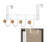 Bathroom Organizer Towel Rack - Over Door Hanger Holder | Coat Anti-Slip Design For Clothes Hats, Black Metal Hanging Hook Rails Closet Bedroom Pantry Cabinet Robe Scarf Bag Heavy Duty Toolless Mount