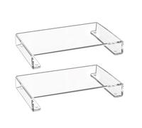 Bathroom Pedestal, Acrylic Riser, 9.65x5.31x1.57 inches, Display Tray, Transparent Stand, Space-Saving Organizer, 2X Compact Layer, Perfume Soap Rack, for Study Room Sink Shelf Use