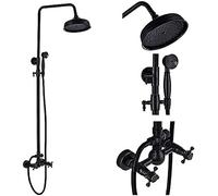 Bathroom Rainfall Shower 8inch Mixer Faucet Dual Handle Brass Black Shower Set Faucet Wall Mount Rainfall Shower Mixer Tap Handshower,Shower Faucet B01,Shower Faucet(Shower Faucet C01)