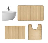 Bathroom Rug Collection - Plush Memory Foam Mat, Water Absorbing Fabric Layer, Thick Cushion Structure, Elegant Floor Accessory | Versatile Set for Restroom Apartment Beauty Studio Resort Indoor Space