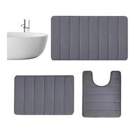 Bathroom Rug Collection - Plush Memory Foam Mat, Water Absorbing Fabric Layer, Thick Cushion Structure, Elegant Floor Accessory | Versatile Set for Restroom Apartment Beauty Studio Resort Indoor Space