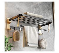 Bathroom Shelf Bathroom Lavatory Towel Rack Towel Shelf with Towel Wall Mount Holder Hooks Wall Mounted Multifunctal Rack Aluminum Floating Shelves (Size : 50 cm Long) (One Color 60 cm Long)