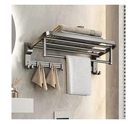 Bathroom Shelf Bathroom Shelf Aluminum Shower Towel Rack Wall Mounted Shower Shelve with Towel Bar And Coat Hook, Dark Grey Floating Shelves (Size : L50cm) (One Color L50cm)