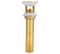 Bathroom Sink Drain Stopper | Clog - Blocking & Non - Overflow Design | Gold Plated Brass Drainer for Wash Basin/Kitchen Sink | Tarnish - Proof with Stainless Steel Tail Pipe (Golden flip plate