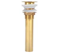 Bathroom Sink Drain Stopper | Clog - Blocking & Non - Overflow Design | Gold Plated Brass Drainer for Wash Basin/Kitchen Sink | Tarnish - Proof with Stainless Steel Tail Pipe (Golden flip board