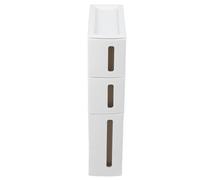 Bathroom Storage Cabinet with 3 Drawers PP 5.5 Inch Narrow Slim Organizer Small Corner Floor Cabinet for Toilet Paper Kitchen Laundry
