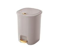 Bathroom Trash Can with Lid, Narrow Plastic Garbage Bin with Pressure Strip and Gold Pedal for Living Room, Bedroom, Office, Kitchen(Gray,X-Large)