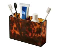 Bathroom Tray, Acrylic Counter Organizer, 10x5 Inch Plate with Grip Feature, Polished Resin Sink Holder, Tortoiseshell Pattern with Chic Style, Vanity Riser for Home & Entryway