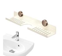 Bathroom Wall Shelf - 19.69x4.33x2.36in Suction Cup Rack for Counter Organization, Space Maximizing with Storage Function, Organizer Shelf for Toilet Laundry Kitchen Washroom, Carbon Steel White