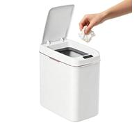 Bathroom Waste Basket with Lid - Contactless Smart Sensor Garbage Bin | Slim Square Restroom Trash Can with Lid | for Office Bedroom Living Room Home Hotel Apartment Kitchen Toilet