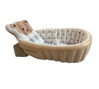 Bathtub, adjustable Wash Tub with Foldable Sitting Shower Seat, Pool Camping Beach Travel Outdoor Bathing Support for and Kids, Blue, 90 x 55 cm
