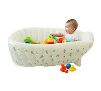 Bathtub, adjustable Wash Tub with Foldable Sitting Shower Seat, Pool Camping Beach Travel Outdoor Bathing Support for and Kids, Blue, 90 x 55 cm