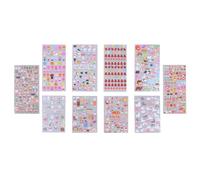 BATHVEVE 10 Fogli Adesivi in Rilievo per Scrapbooking e Decorazioni Stickers Autoadesivi Cartoon con Animali Lettere e Frutta per Casa Libri e Feste