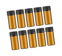 BATHVEVE 10pezzi Bottiglia di Vetro Marrone Scuro da Mini Flaconi Vuoti Coperchio Grana e Tappo per Foro per Oli Essenziali Prodotti Chimici e Profumi