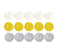 BATHVEVE 15pezzi Decorativi Rattan per Palline di Vite per Decorazioni di Natale Adatte per Casa Bar e Hotel Giallo Bianco
