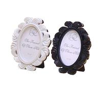BATHVEVE 2 Pezzi Piccoli ornamenti della cornice fotografica arredamento cornice per foto bianca a forma di decorazioni Frame di foto dell'ornamento cornice nuziale ovale