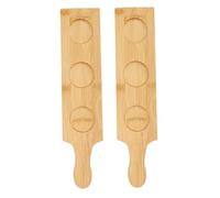 BATHVEVE 2 Pezzi Vassoio Porta Bicchieri Design Naturale e Compatto in Bambù Supporto Resistente e Leggero per Degustazione di Birra per Pub e Casa