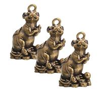BATHVEVE 3 Pezzi Portachiavi Vintage in Rame Ciondolo a Forma di Topo Mini, Stile Antico Patinato Oro, Decorazione per Borse e Gestione Chiavi per Studenti