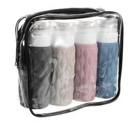 BATHVEVE 4 pezzi Bottiglie Viaggio Silicone per Toiletries Contenitori Ricaricabili Impermeabili per Shampoo e Balsamo Set Portatile con Custodia per Skincare e Cosmetici