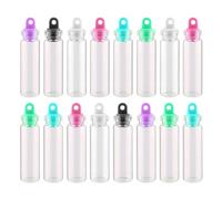 BATHVEVE 50 Pezzi Vasetti in Vetro Piccoli da 2ml con Tappi in Plastica Colorati, Bottiglie Mini Trasparenti Sigillate per DIY e Ciondoli a Collana Colore Casuale