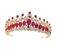 BATHVEVE Accessorio per con di strass nozze Tiara da principessa per coroncina sposa Accessori per del festival Donne della Donne di gioielli medievali rosso