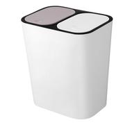 BATHVEVE Bidone Immondizia Cucina Con Due Scomparti Contenitore Rifiuti Cucina Per Separare Scarti e Altri Rifiuti Bidone Spazzatura Scomparti Bianco Cestino Della Spazzatura