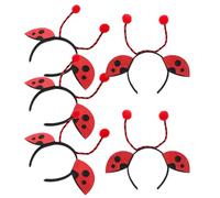 BATHVEVE Cerchietti Coccinella per Bambine 5 Pezzi Antenne Morbide e Materiale Glitterato, Accessori Primaverili per Feste e Carnevali