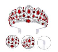 BATHVEVE Diadema Nuziale Diademi Bride Headband Testamento Del Matrimonio Ballo Studentesco Gemma Corone Rotonde Per Le Donne Corone Per Adulti Gotico Strass Rosso
